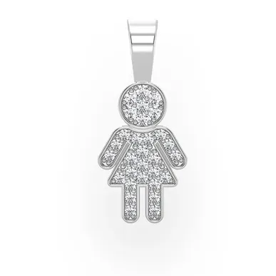 0.10CTW Round Diamond Mini Girl Pendant