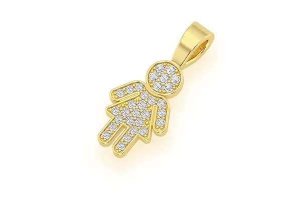 0.10CTW Round Diamond Mini Girl Pendant