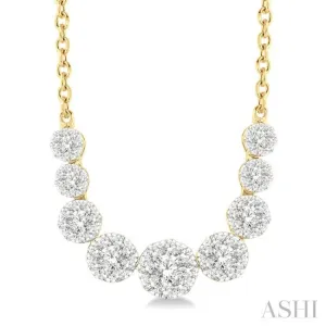 1 Ctw Round Cut Diamond Lovebright Necklace in 14K Yellow and White Gold