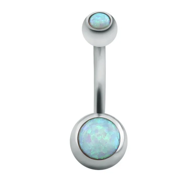 1 Pc Opal Stone Belly Button Rings Sexy Woman Belly Piercing Barbell Surgical Steel Navel Piercing Women Fashion Body Jewelry