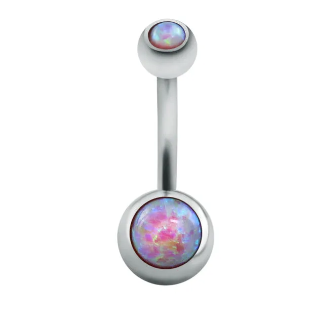 1 Pc Opal Stone Belly Button Rings Sexy Woman Belly Piercing Barbell Surgical Steel Navel Piercing Women Fashion Body Jewelry