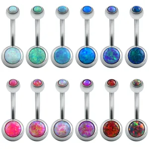 1 Pc Opal Stone Belly Button Rings Sexy Woman Belly Piercing Barbell Surgical Steel Navel Piercing Women Fashion Body Jewelry