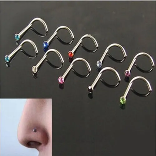 10 pcs Punk Style Piercing Nose Lip Jewelry  Body Jewelry For Man Women Studs 2mm Pick Free Shipping