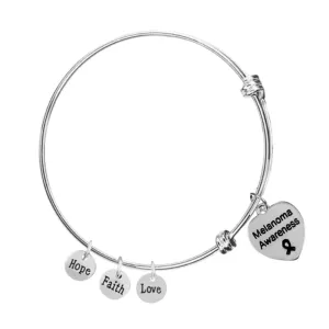 12 Melanoma Heart Retractable Charm Bracelets