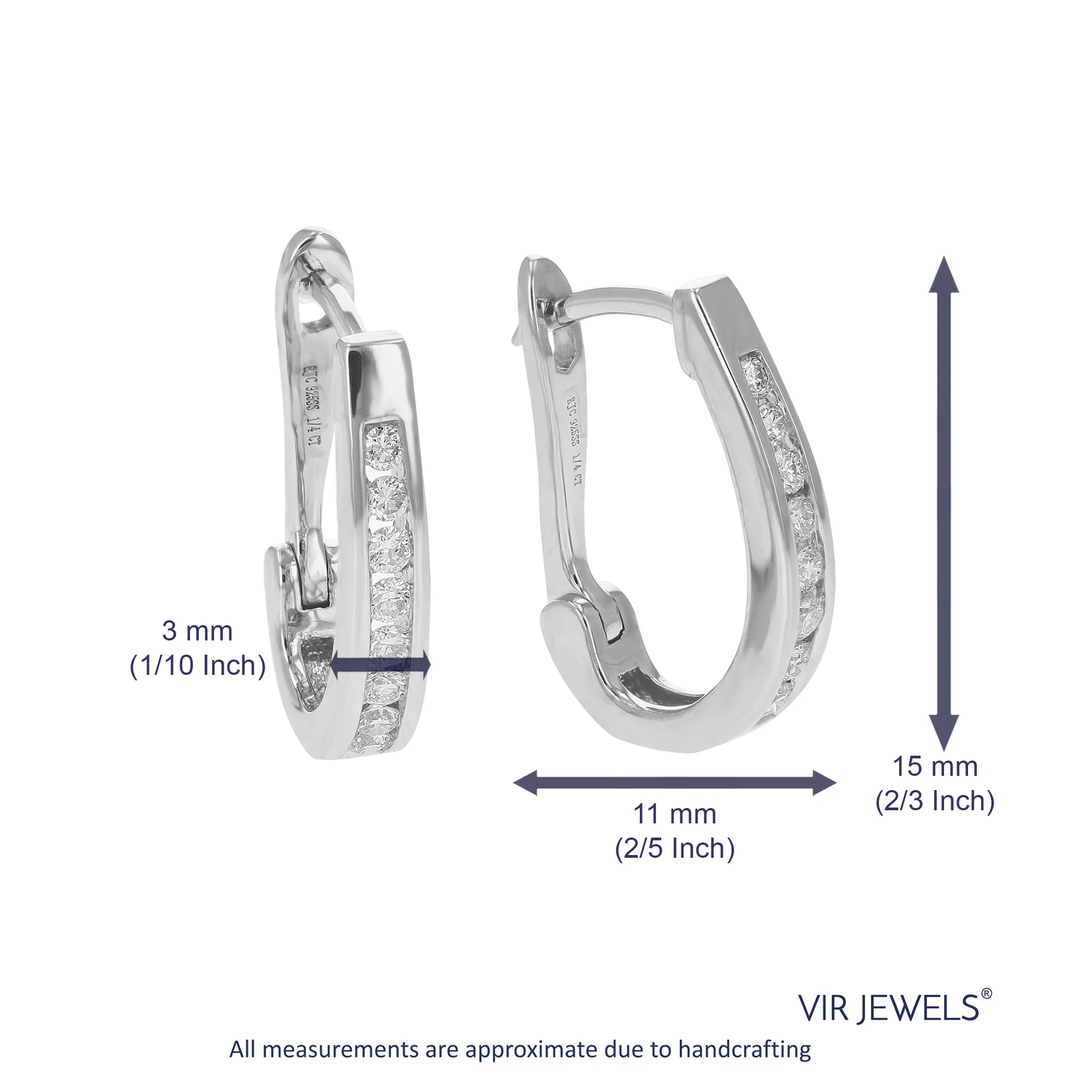 1/4 cttw Lab Grown Channel Diamond Hoop Earrings Sterling Silver