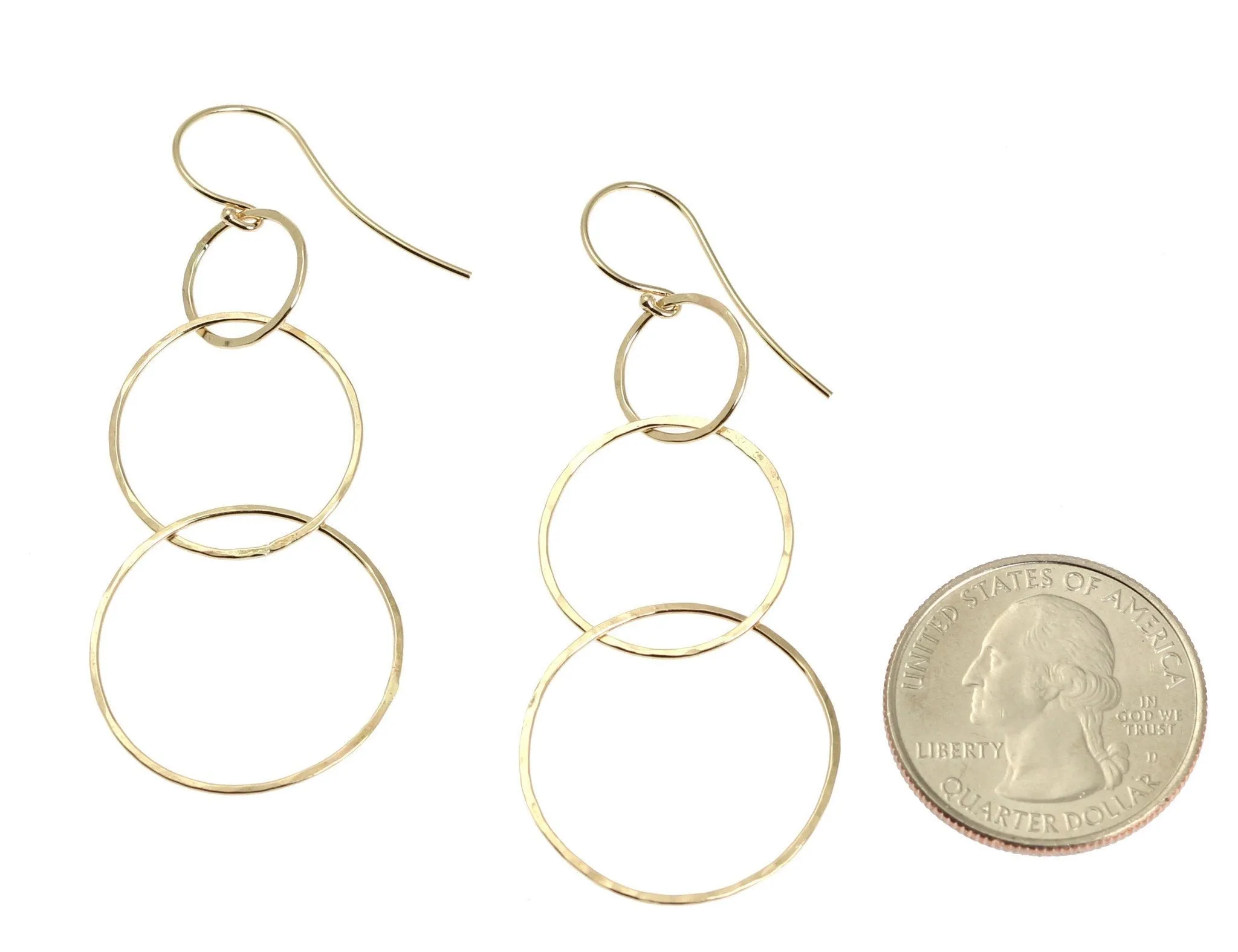 14K Gold Hammered Chandelier Earrings