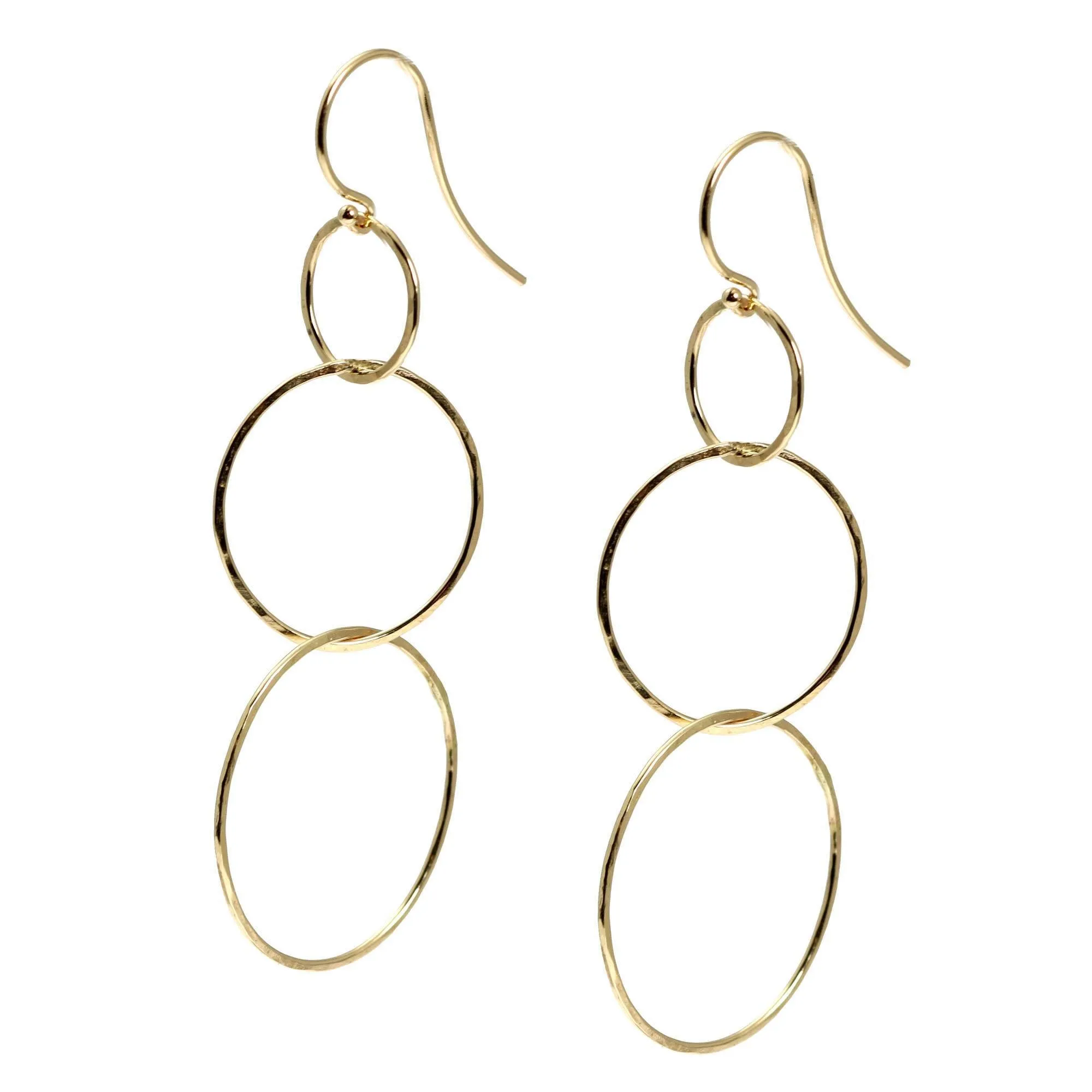 14K Gold Hammered Chandelier Earrings