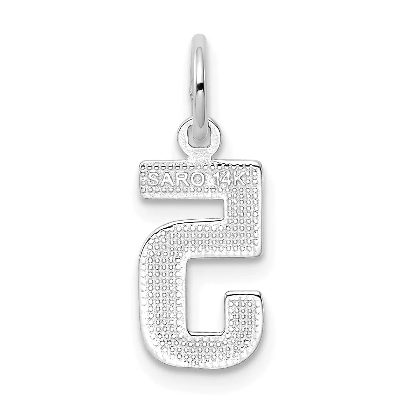 14k White Gold Polished Finish Small Size Number 5 Charm Pendant