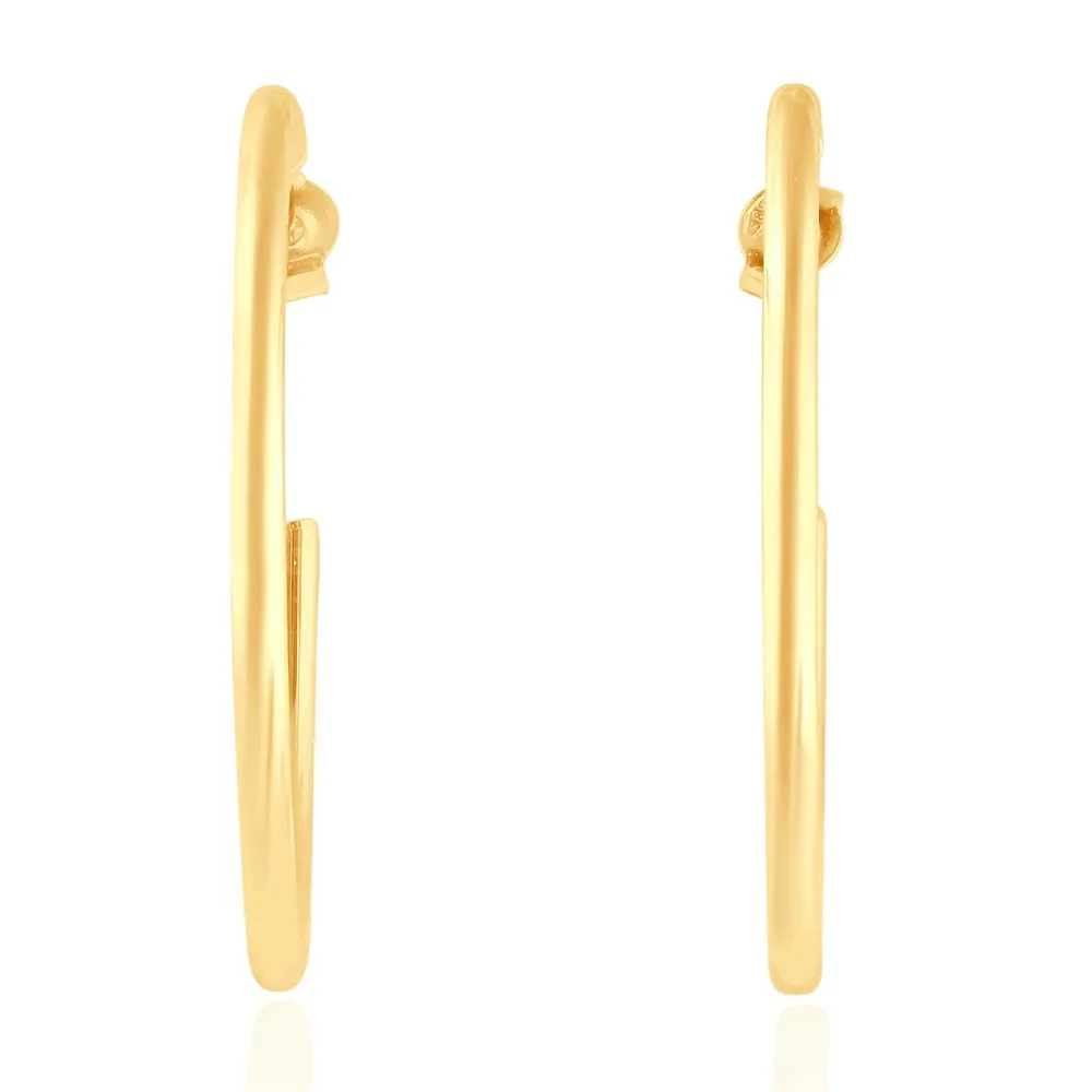 14k Yellow Gold 2mm Designer Hoops Women's Earrings 1 3/4" Tall 1.60grams