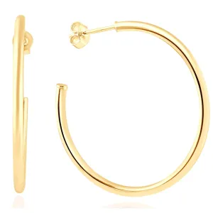 14k Yellow Gold 2mm Designer Hoops Women's Earrings 1 3/4" Tall 1.60grams