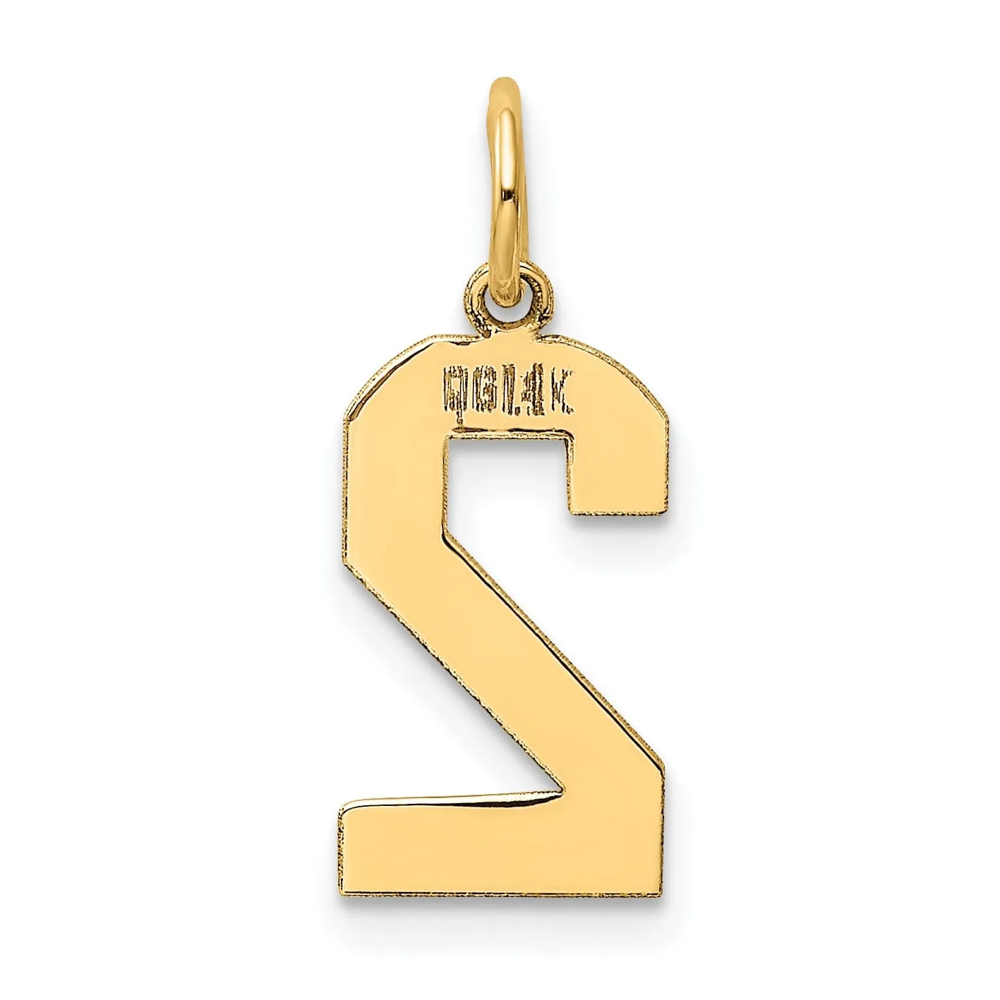 14K Yellow Gold Polished Finish Medium Size Number 2 Charm Pendant