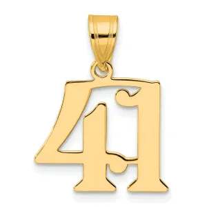 14k Yellow Gold Polished Finish Number 41 Charm Pendant