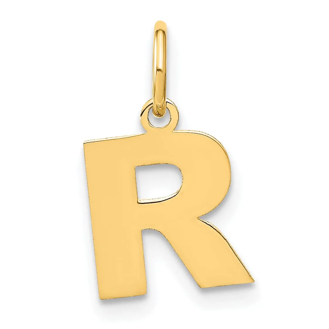 14k Yellow Gold  Small Size Letter R Initial Block Pendant