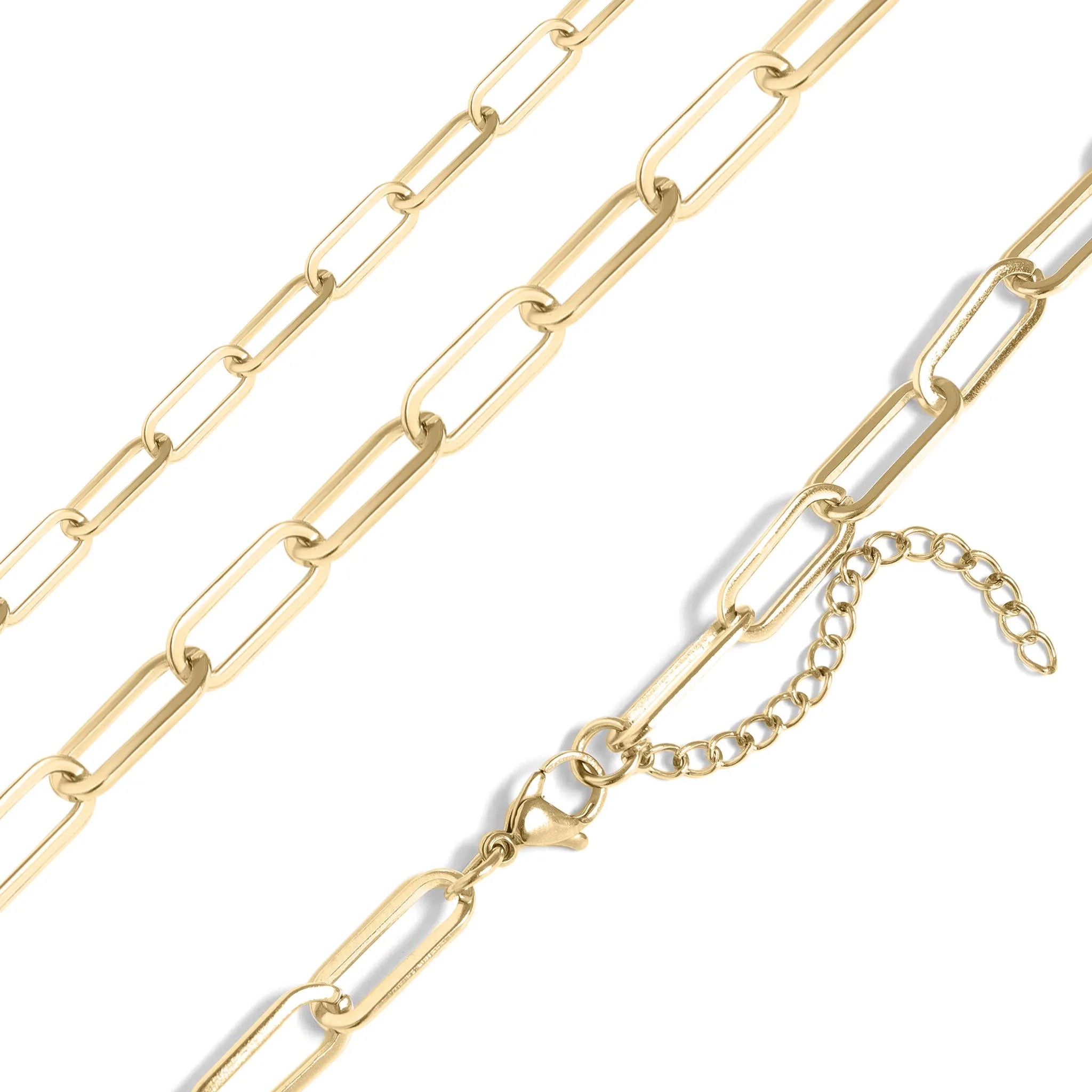 18K Gold Paperclip Chain Necklace: 4mm / 18 02"