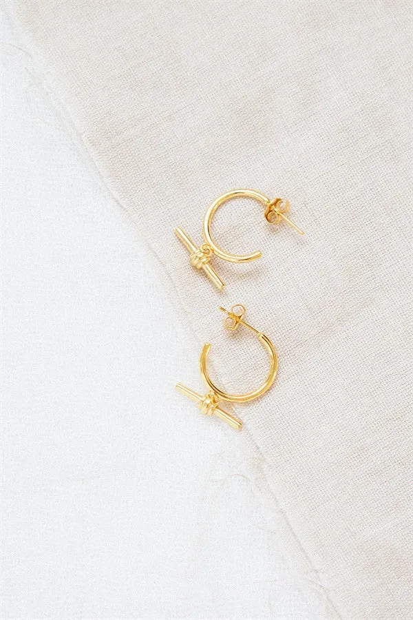 18K T Bar Earrings