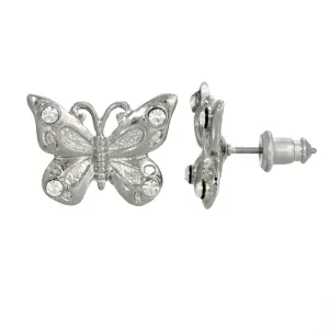 1928 Jewelry&reg; Silver Tone And Crystal Accent Butterfly Post Earrings