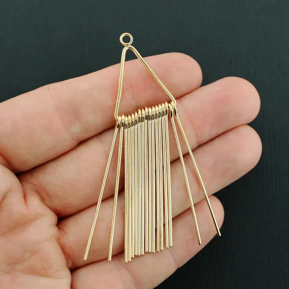 2 Geometric Tassel Pendant Gold Tone Charms - Z708