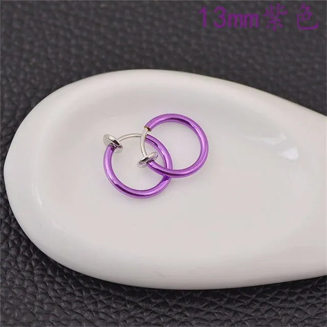 2 Piece Fake Nose Ring Goth Punk Lip Ear Nose Clip On Fake Septum Piercing Nose Ring Hoop Lip Hoop Rings Earrings SWXFR57