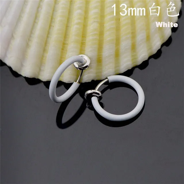 2 Piece Fake Nose Ring Goth Punk Lip Ear Nose Clip On Fake Septum Piercing Nose Ring Hoop Lip Hoop Rings Earrings SWXFR57