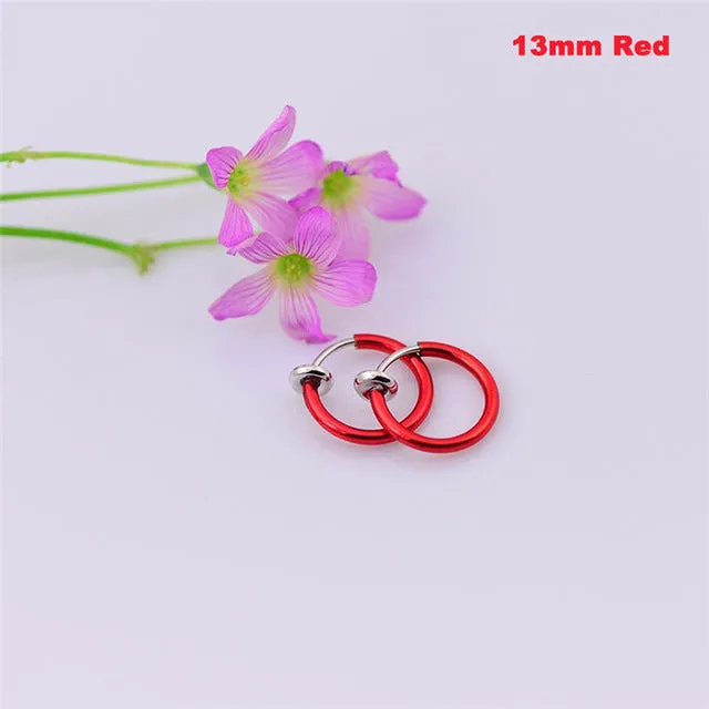 2 Piece Fake Nose Ring Goth Punk Lip Ear Nose Clip On Fake Septum Piercing Nose Ring Hoop Lip Hoop Rings Earrings SWXFR57