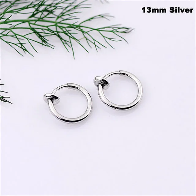 2 Piece Fake Nose Ring Goth Punk Lip Ear Nose Clip On Fake Septum Piercing Nose Ring Hoop Lip Hoop Rings Earrings SWXFR57