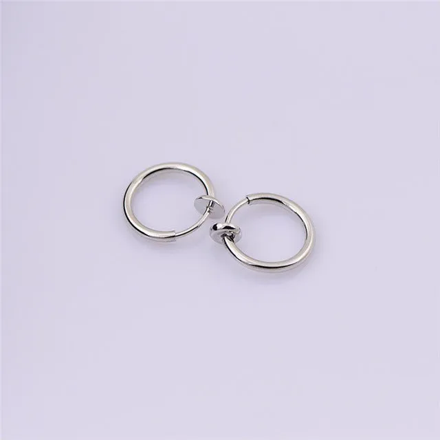 2 Piece Fake Nose Ring Goth Punk Lip Ear Nose Clip On Fake Septum Piercing Nose Ring Hoop Lip Hoop Rings Earrings SWXFR57