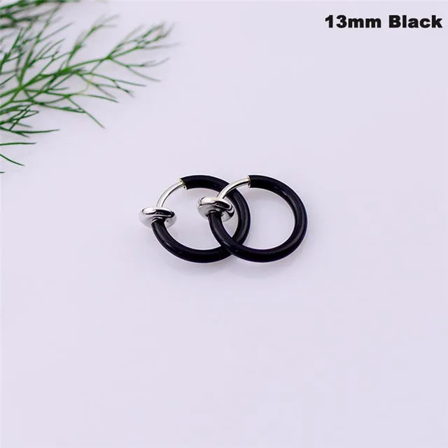 2 Piece Fake Nose Ring Goth Punk Lip Ear Nose Clip On Fake Septum Piercing Nose Ring Hoop Lip Hoop Rings Earrings SWXFR57