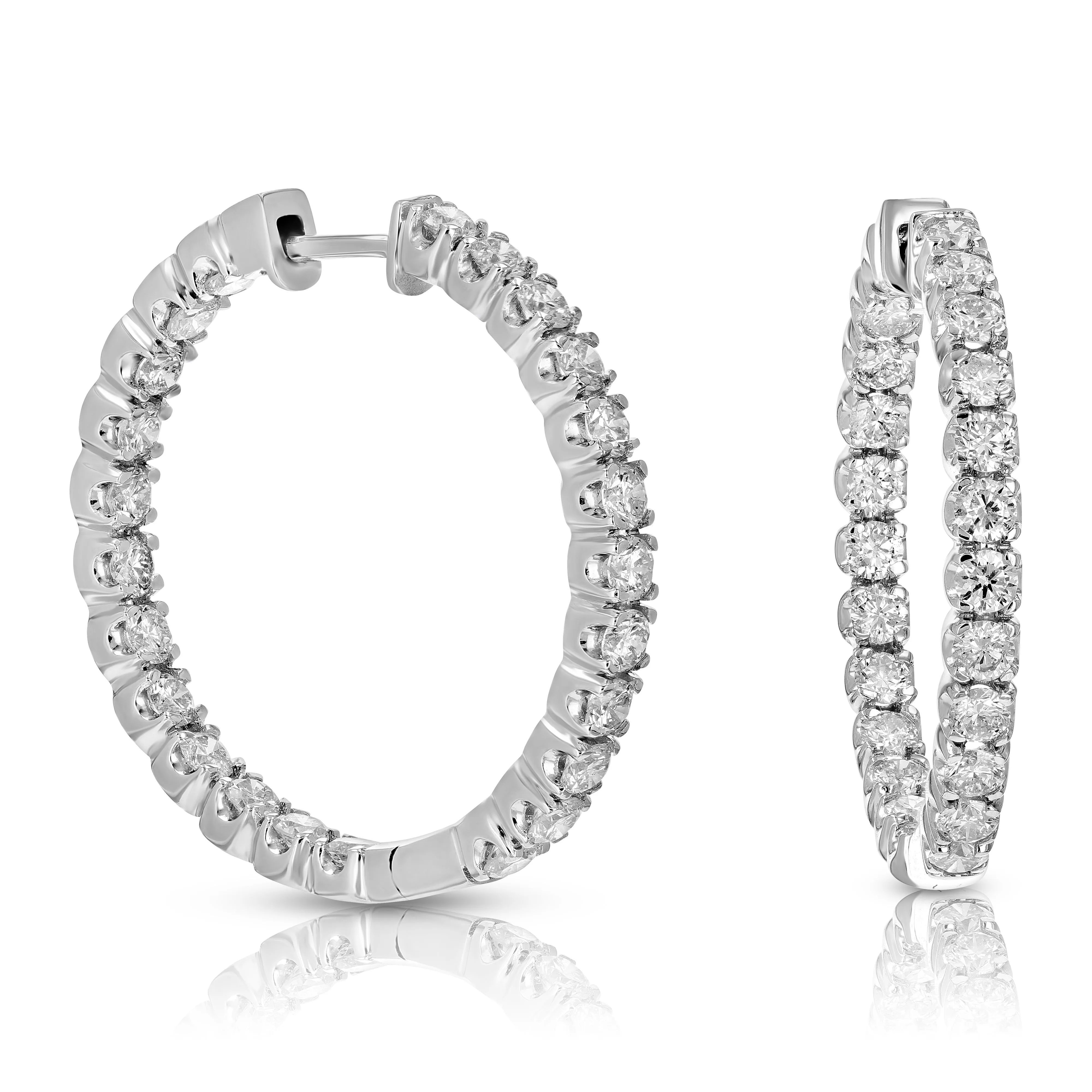 4 cttw Lab Grown Diamond Inside Out Hoop Earrings in 14K Gold