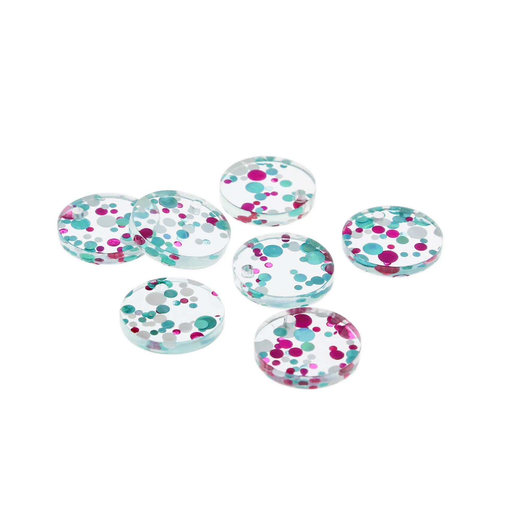 4 Rainbow Sequin Resin Charms - K088