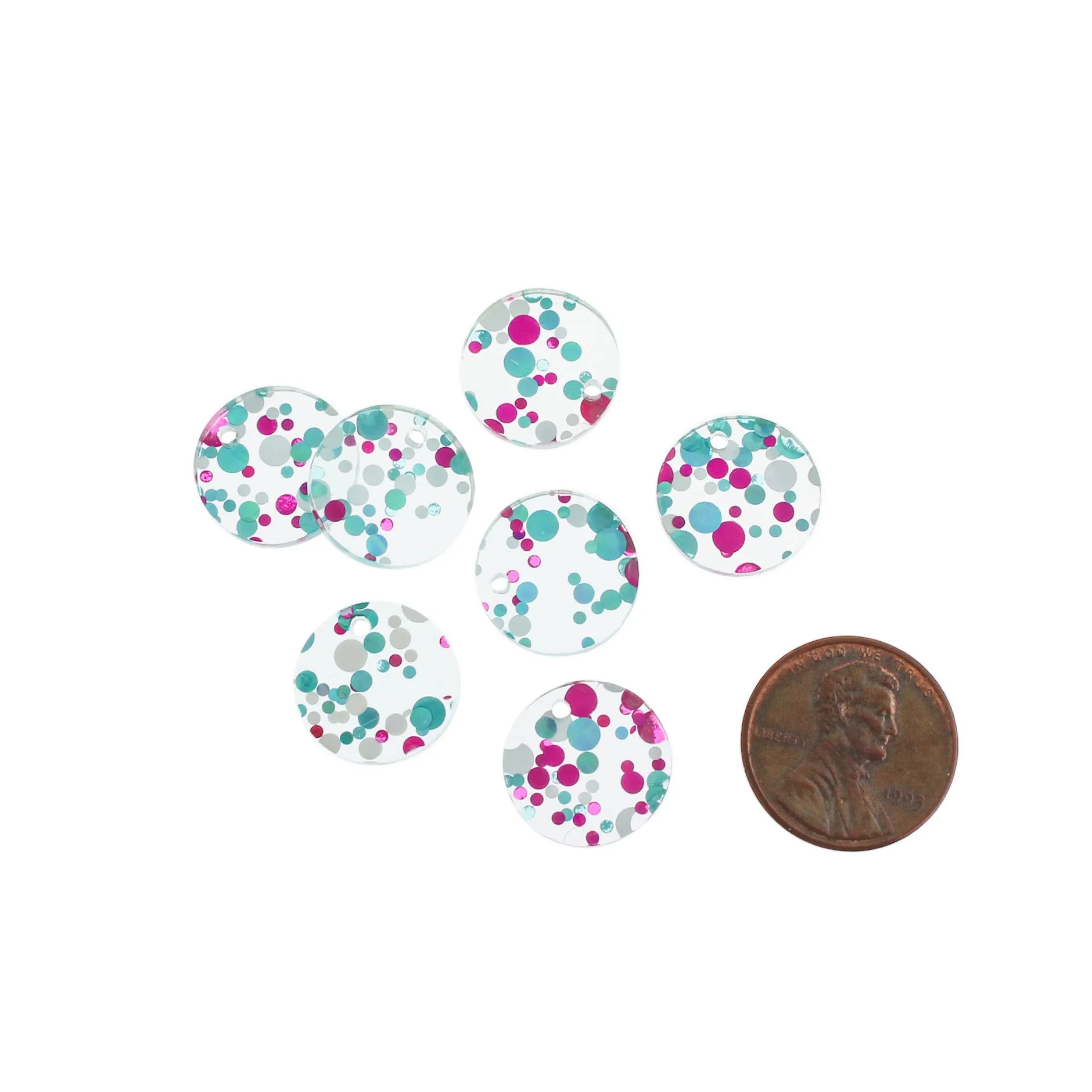 4 Rainbow Sequin Resin Charms - K088