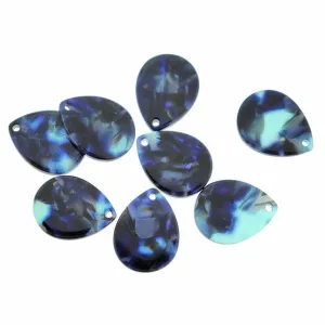 4 Teardrop Midnight Blue Acetate Resin Charms 2 Sided - K051