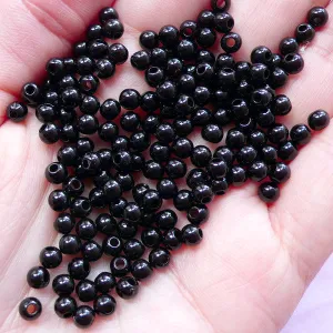 4mm Black Beads | Acrylic Beads | Plastic Round Beads | Beaded Bracelets & Necklaces (300pcs)