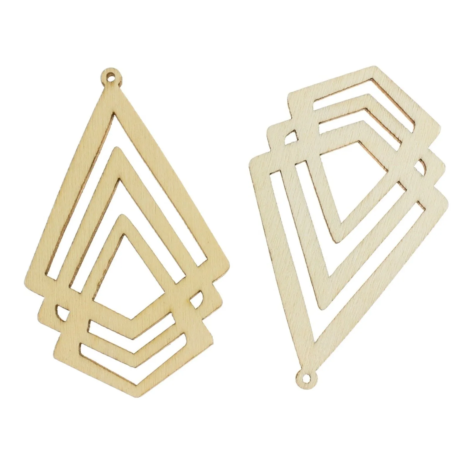 5 Rhombus Natural Wood Charms - WP444