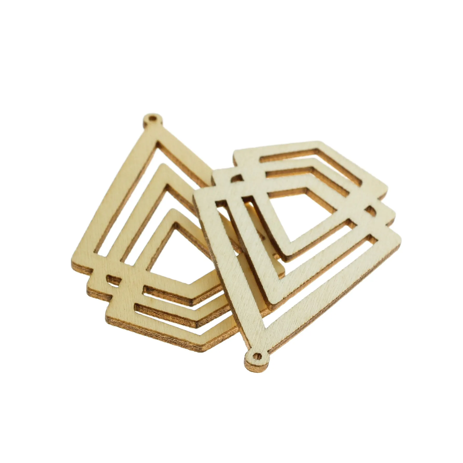 5 Rhombus Natural Wood Charms - WP444