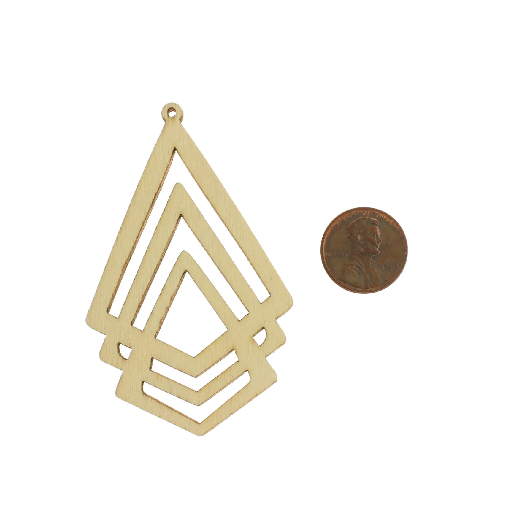 5 Rhombus Natural Wood Charms - WP444