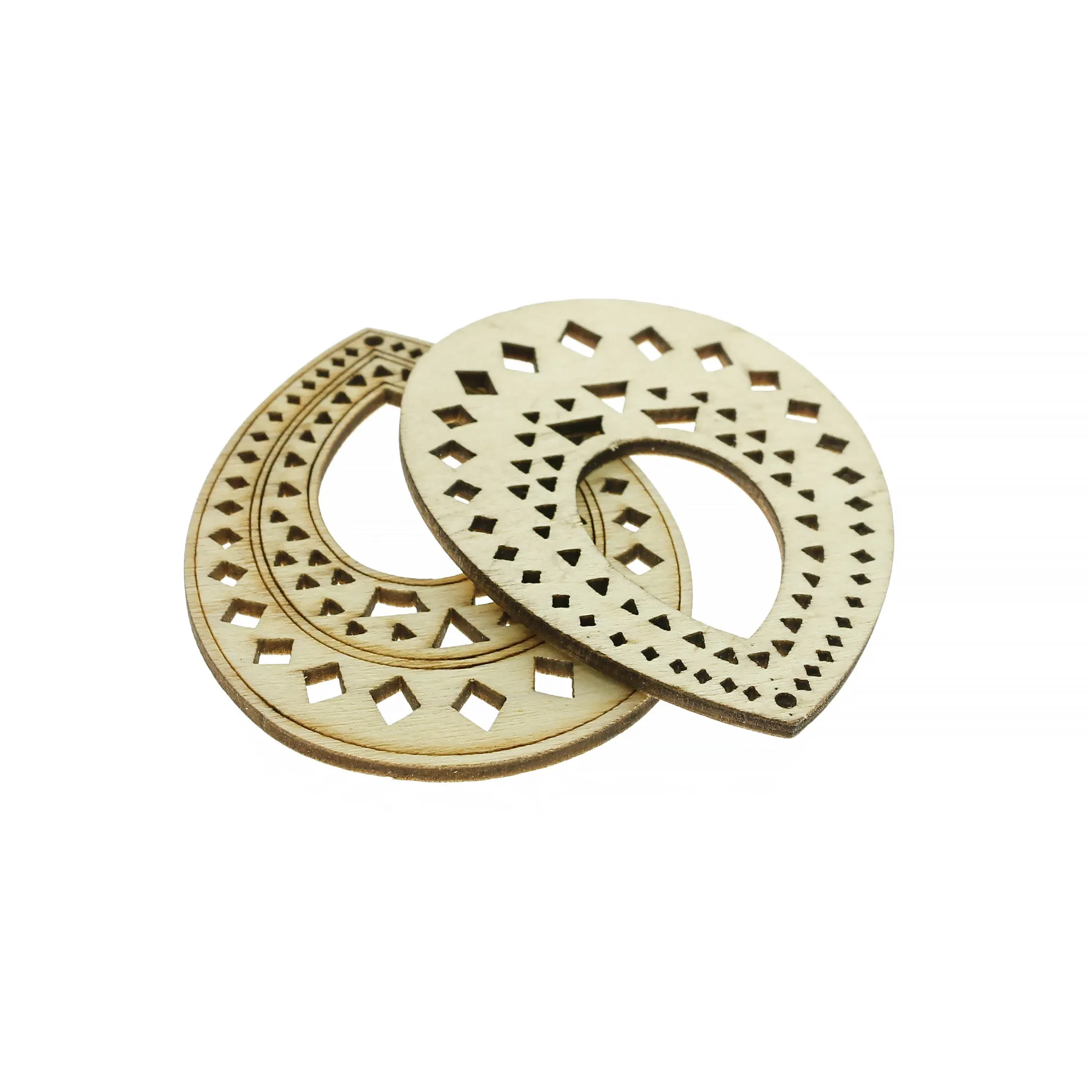 5 Teardrop Filigree Natural Wood Charms - WP205