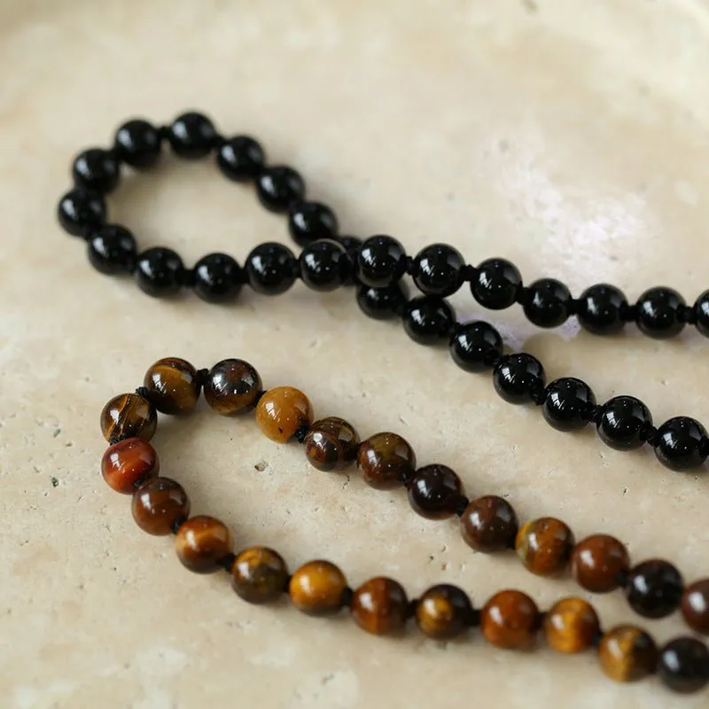 925 Silver Clasp Tiger's Eye Beaded Choker Necklace