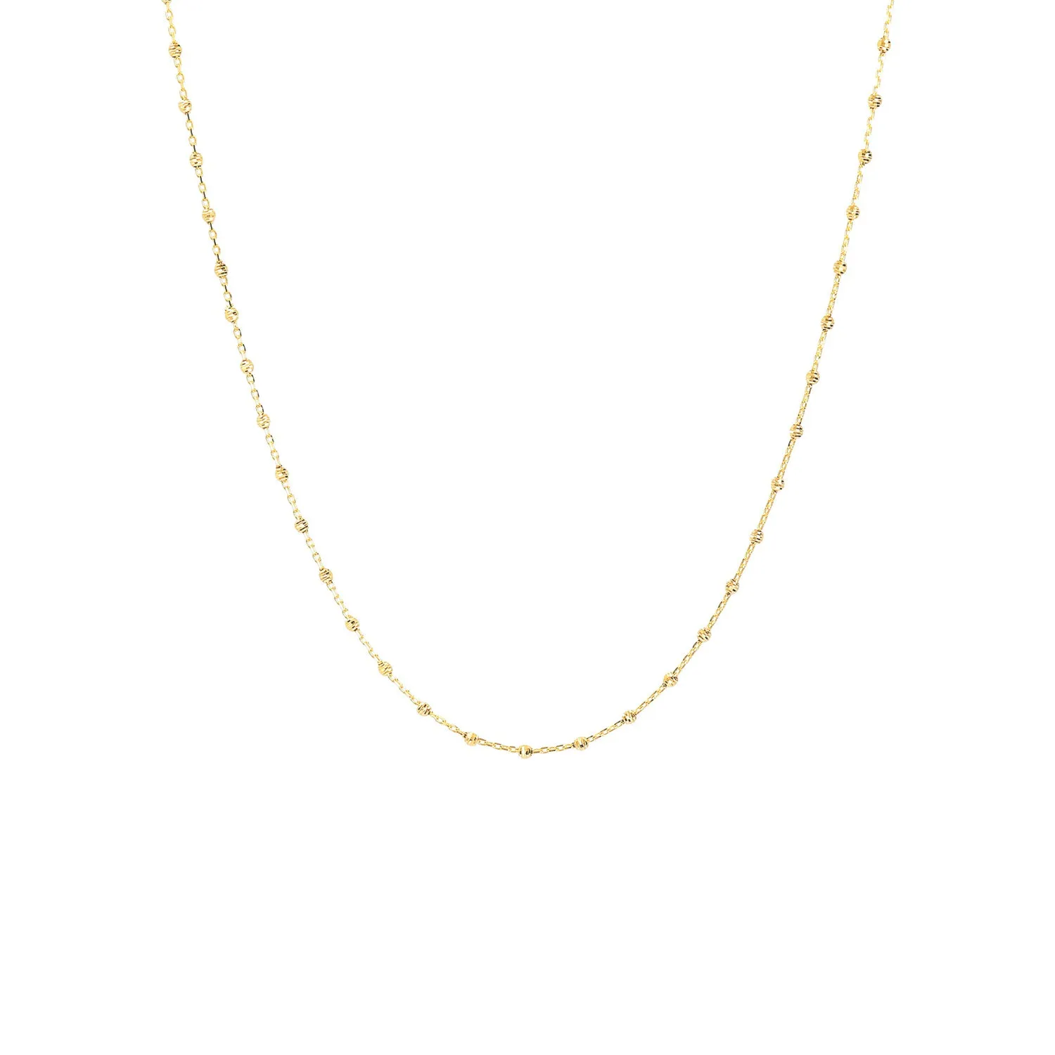 9K Yellow Gold Beaded Chain Necklace - WSGD90300.YG