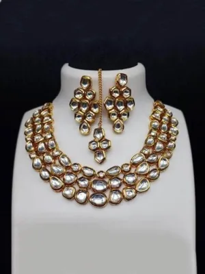 Abstract Neck Fitted Kundan Necklace Set