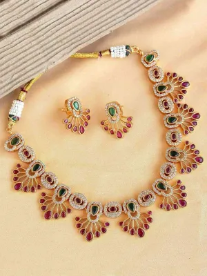 Ad Ruby Stone Bridal Pattern Choker