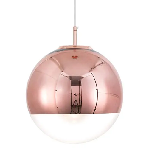 Adjustable Mirror Ball Pendant Light Rose Gold, 12 inches