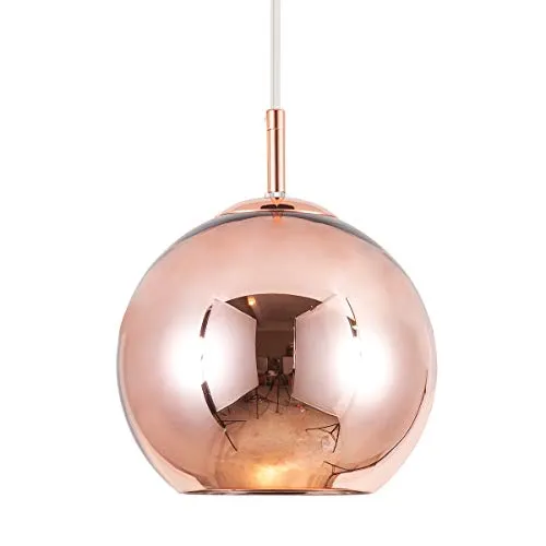 Adjustable Mirror Ball Pendant Light Rose Gold, 12 inches