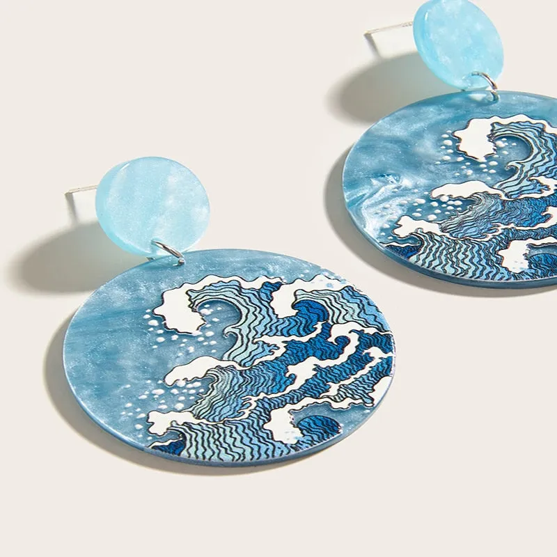 Aesthetic Sea Ocean Wave Drop Earrings