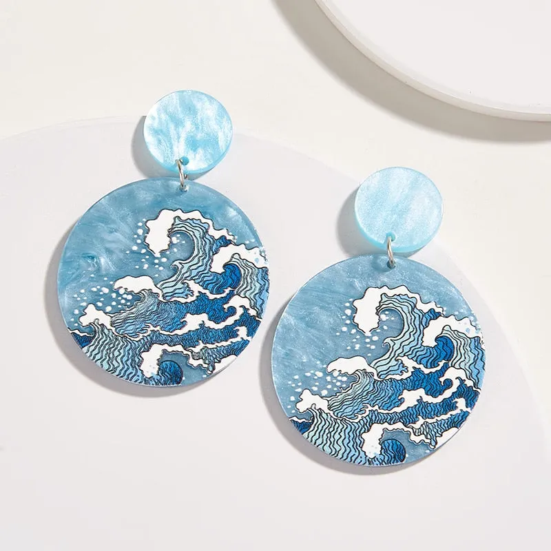 Aesthetic Sea Ocean Wave Drop Earrings