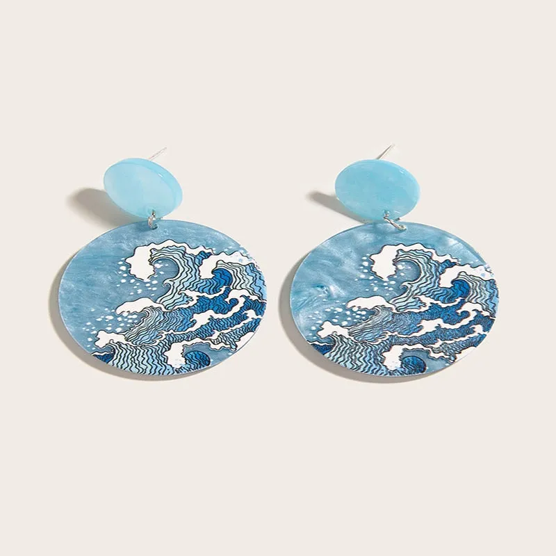 Aesthetic Sea Ocean Wave Drop Earrings