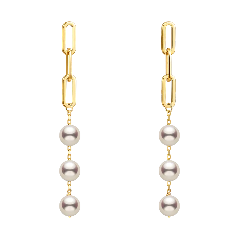 Akoya Pearl 18K Gold Elegant Fashionable Design Earrings