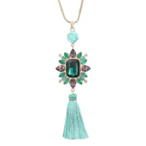 Amethyst and Turquoise Tassel Necklace