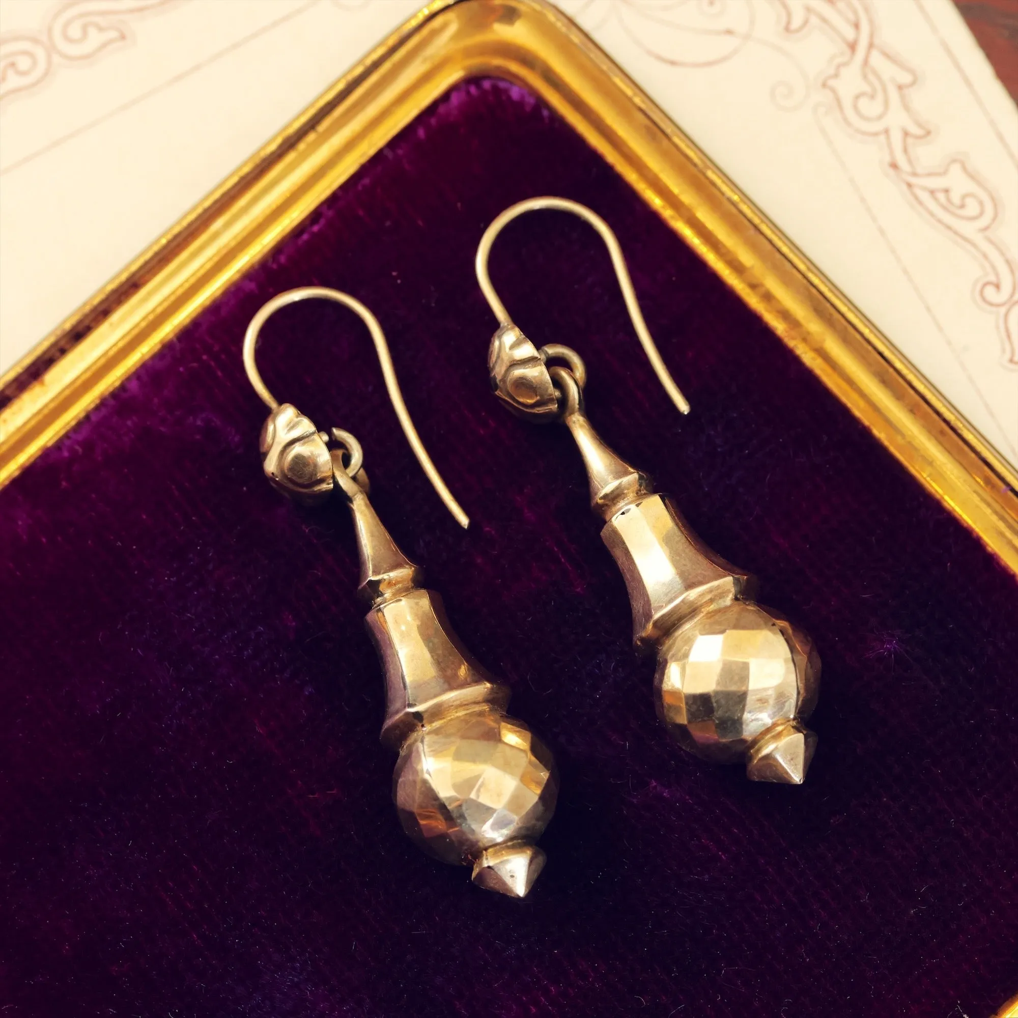 Antique Victorian Torpedo Drop Earrings