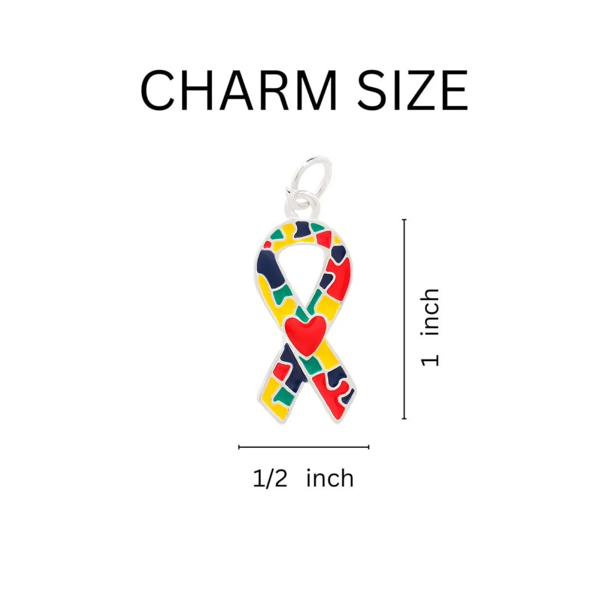 Autism Ribbon With Heart Chunky Charm Bracelets