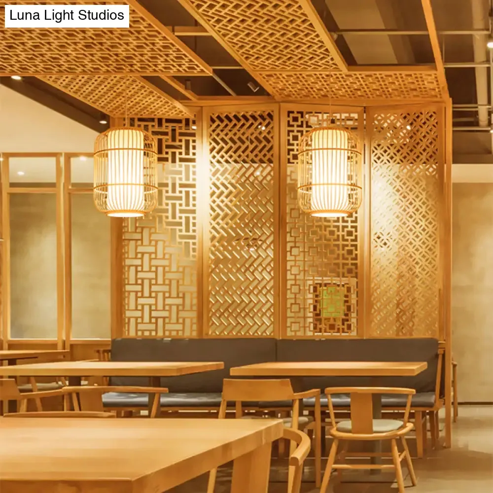 Bamboo Birdcage Pendant Light - Minimalist Design for Restaurants and Ceilings